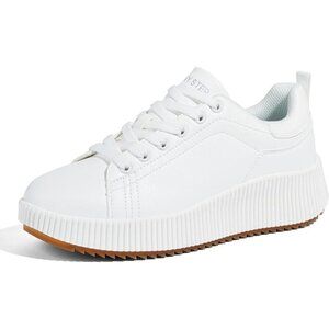 Women's   White Pu Platform Rhinestone Fashion Casual Sparkly Retro Sneakers